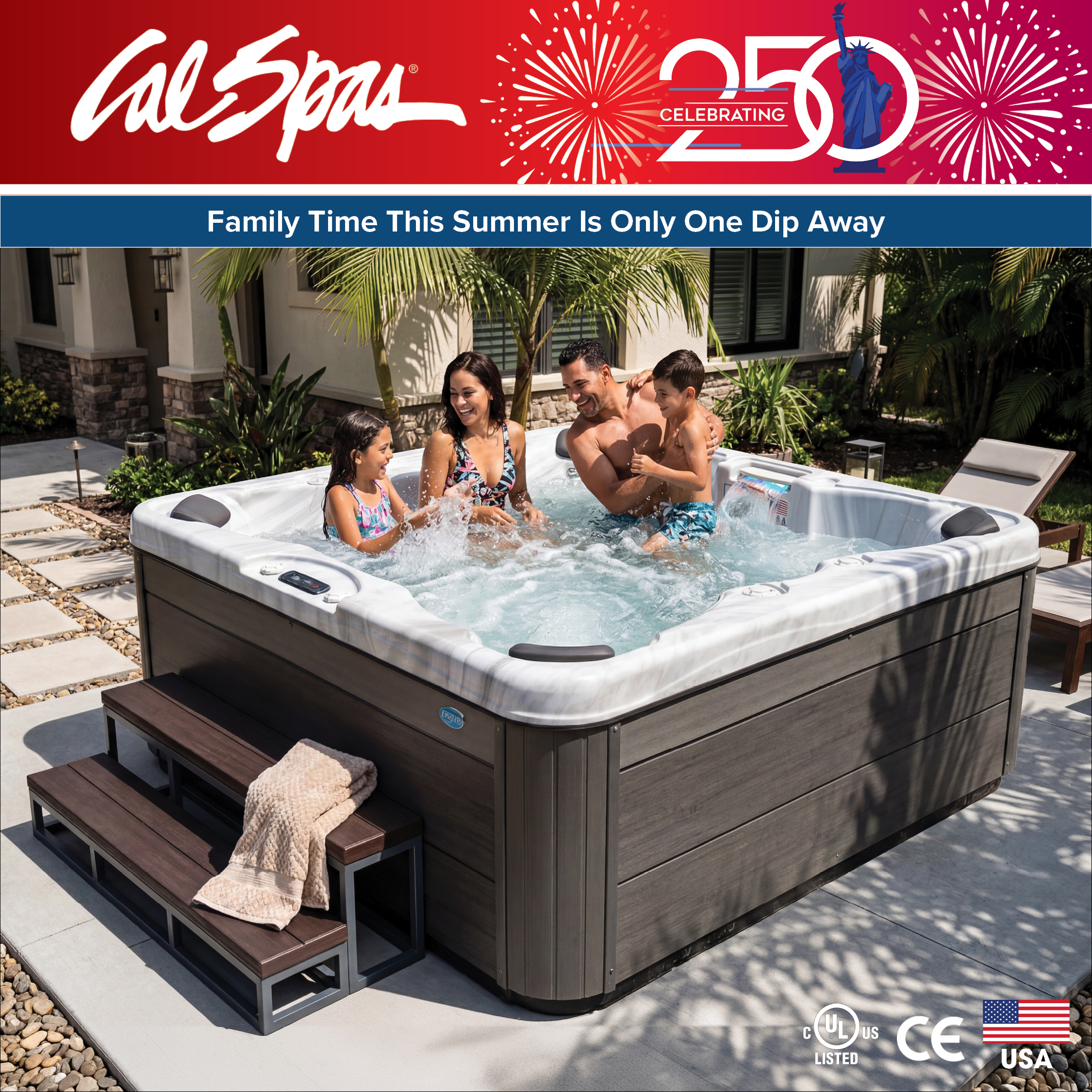 Calspas hot tub being used in a family setting - Island Park